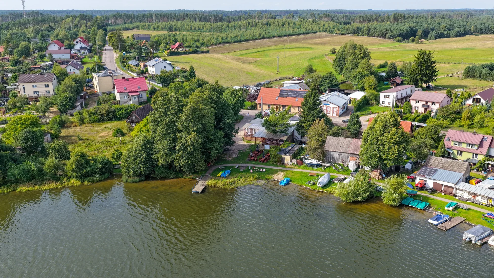 Przystań Somińska i Jezioro Somińskie z lotu ptaka